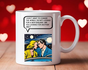 New England Mug | Kirsty MacColl & Billy Bragg Inspired 80s Music Gift | Pop Art Coffee Cup for Musicians, Dads and Studio Decor