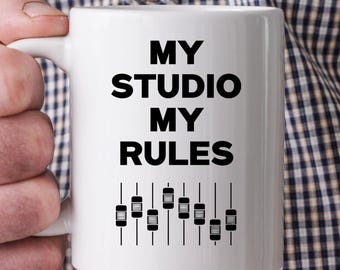 My Studio My Rules – Funny Music Studio 11 oz Ceramic Coffee Mug for Musicians, Producers & Music Lovers