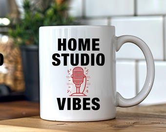 Home Studio Vibes – Cool Music Lover Mug for Musicians & Creators  Perfect gift for home studio pros, podcasters and radio producers