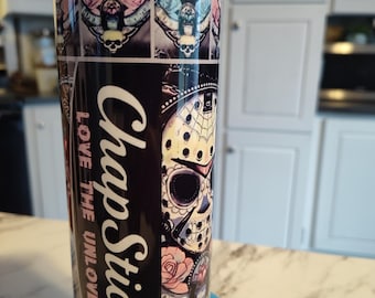 Horror Movie Tumbler: Halloween Chapstick Design, Stainless Steel 20oz Drinkware