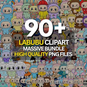 90+ Labubu PNG Designs Bundle | Kawaii Digital Stickers | Labubu PNG Clipart | Labubu Character Art | Labubu Download | Cute Labubu Figures