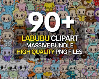 Bundel met 90+ Labubu PNG-ontwerpen | Kawaii digitale stickers | png-afbeelding Labubu | Karakterkunst Labubu | Labubu downloaden | Schattige Labubu-figuren