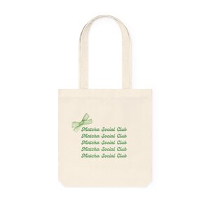 Woven Tote Bag - Matcha Social Club Tote Bag, Green Tea Lover Gift, Eco-Friendly Market Bag, Sustainable Shopping Tote, Canvas Carryall Bag,
