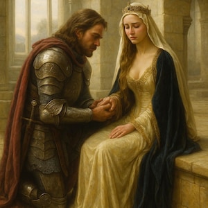 The Last Goodbye of Lancelot and Guinevere – Arthurian Romance Digital Art Print