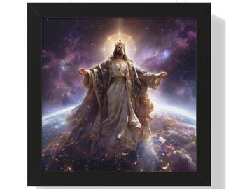 Göttliche Inspiration gerahmtes Poster, König der Könige, Die Herrschaft des ewigen Lichts, religiöses Dekor, Dekoration für das Haus, Geschenk für Glaubensliebhaber