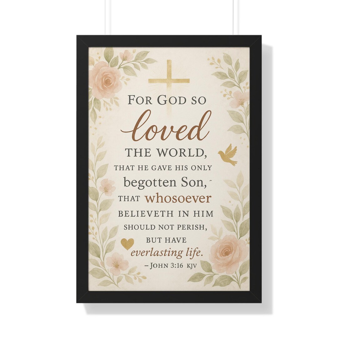 Vertical Scripture Religious Wall Art, Christian Scripture Framed Poster, Inspirational ...