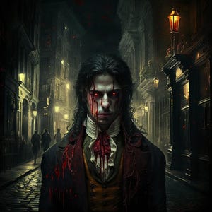 Gothic Vampire Art Print – London Vampire Digital Download, Victorian Horror Wall Decor