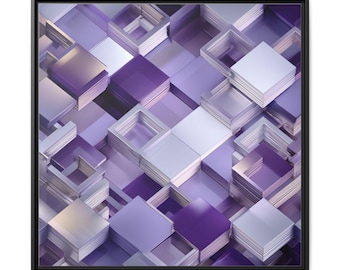 Arte em tela, design geométrico roxo e prata, decoração de parede, arte para casa, decoração de parede para escritório, arte moderna, arte abstrata