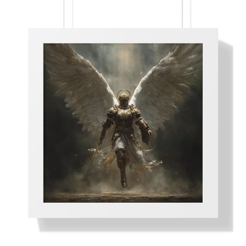 Angel Art Print, Archangel Descends Heavenly Poster, Divine Justice ...