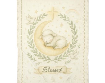 Blessed Baby Swaddle Blanket, Newborn Gift, Christening Blanket, Soft Baby Wrap, Nursery Decor, Baby Shower Gift