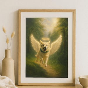 Retrato conmemorativo personalizado para mascotas • Arte de ángel para mascotas • Regalo de pérdida de mascota con arcoíris • Perro o gato con alas • Recuerdo de descarga digital