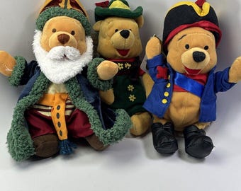 Lote de 3 peluches de Winnie the Pooh de 8 pulgadas de Disney Store