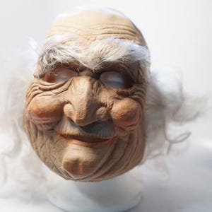 Vintage 1971 Cesar Creepy Old Man FULL MASK Rubber Halloween Slaughter High Face