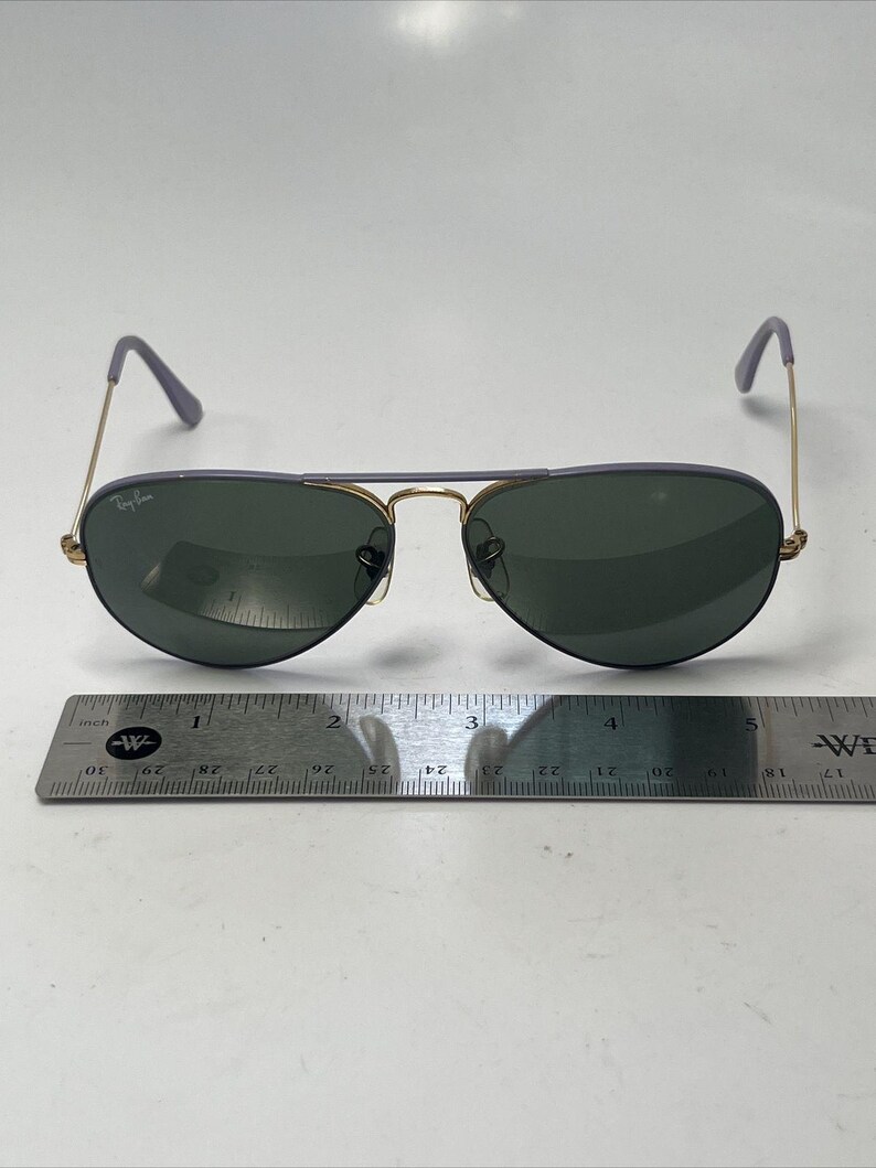 Gafas de sol RayBan Aviator doradas, pastel, moradas y violetas, B&L Vintage 58 14 imagen 8