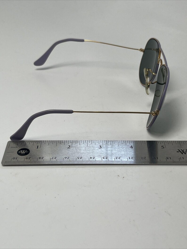 Gafas de sol RayBan Aviator doradas, pastel, moradas y violetas, B&L Vintage 58 14 imagen 7