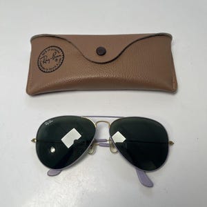 Gafas de sol RayBan Aviator doradas, pastel, moradas y violetas, B&L Vintage 58 14 imagen 1
