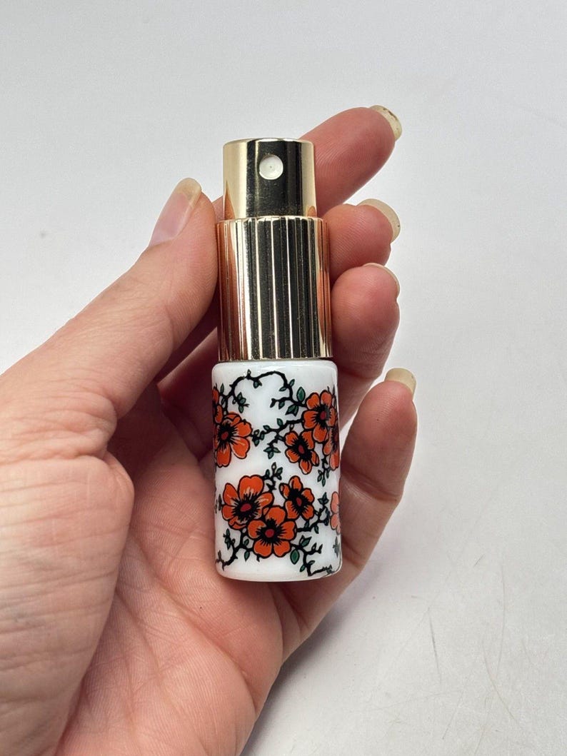VTG Porcelain West Germany Perfume Bottle Atomizer Travel Purse Spray 70s Floral Bild 4