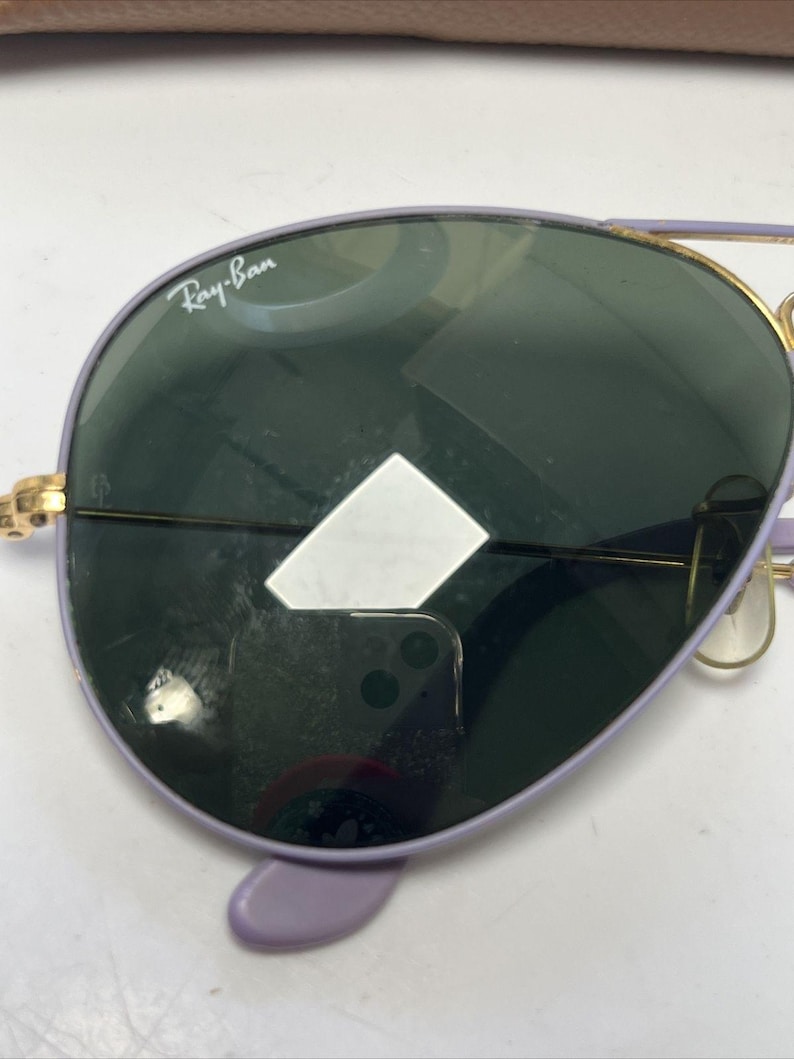 Gafas de sol RayBan Aviator doradas, pastel, moradas y violetas, B&L Vintage 58 14 imagen 2
