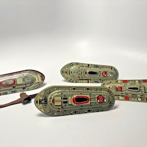 TARGET SHIPS for Marx Air Sea Power Bomber Plane Tin Toy Early 1940s WW2 Theme Vintage