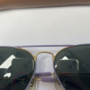 Gafas de sol RayBan Aviator doradas, pastel, moradas y violetas, B&L Vintage 58 14 imagen 4