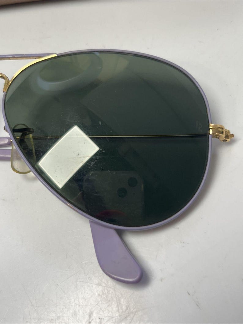 Gafas de sol RayBan Aviator doradas, pastel, moradas y violetas, B&L Vintage 58 14 imagen 3
