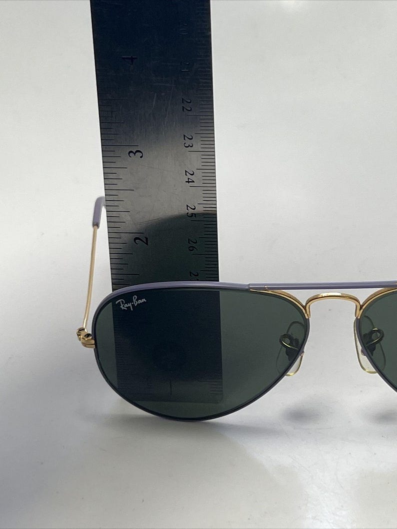 Gafas de sol RayBan Aviator doradas, pastel, moradas y violetas, B&L Vintage 58 14 imagen 9