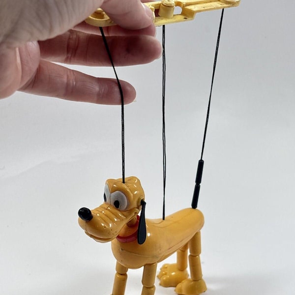 1970s Vintage Disney Pluto Peppy Puppet Kohner Marionette Hong Kong Toy