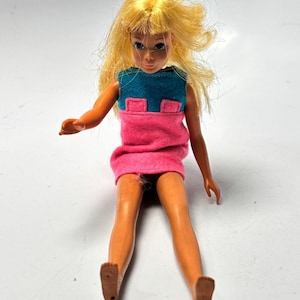 Barbie 1967 Skipper Doll 9&quot;  Twist Waist Blonde Blue Eyes w/Twice as Nice Dress
