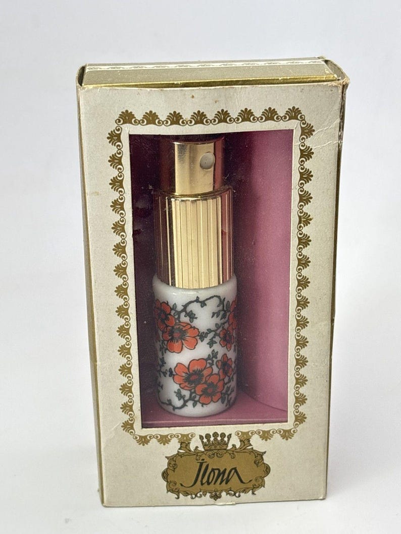 VTG Porcelain West Germany Perfume Bottle Atomizer Travel Purse Spray 70s Floral Bild 2