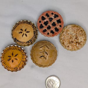 Miniature Bottle Cap Pies – Handcrafted Faux Baked Goods Set of 5