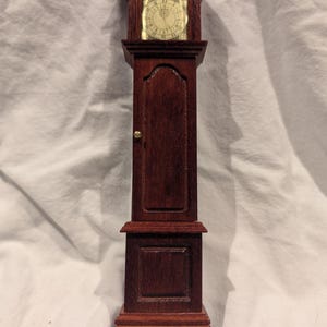 Vintage Dollhouse Miniature Grandfather Clock – Wood with Brass Pendulum
