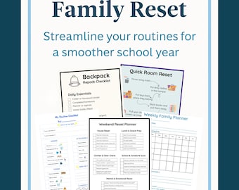 Afdrukbare bundel Back-to-School Family Reset – routines, grafieken en planners voor een soepel schooljaar | Digitale download