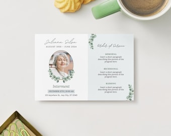 Editable Memorial Card Template • Funeral Announcement (Instant Download)