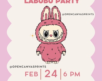Labubu Birthday Card | Editable Kawaii Invitation (Digital Download)