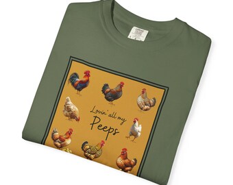 Maglietta Love All My Peeps, maglietta con pollo divertente, regalo per agricoltori, abbigliamento pasquale, abbigliamento casual carino, maglietta per amanti degli animali