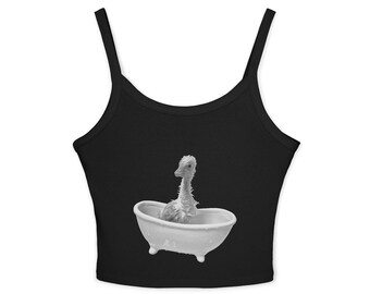 Whimsical Goose Tank Top for Women, Summer Fun Spaghetti Strap Tee, Cute Animal Shirt, Beachwear, Gift for Animal Lovers