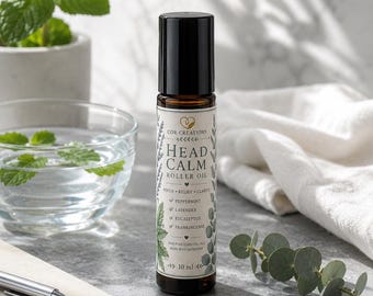 Kopf ruhig ätherisches Öl Roller | Pfefferminz Roll-On | Kopfschmerz Relief Roller | Aromatherapie-Roller | Natürliches Wellness Geschenk