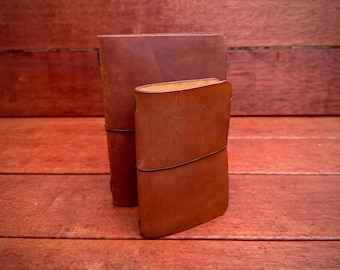 Traveller's Journal aus Leder - Wiederbefüllbar - Pocket (Field Notes) oder B6 - Hellbraun - Handgefertigt in Australien