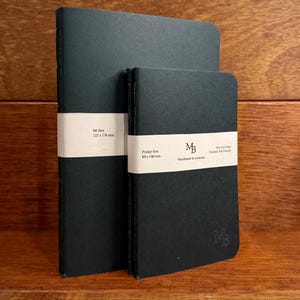Set mit zwei handgefertigten Taschen-Notizbüchern / Journalbeilagen - Füllfederhalter-freundlich - Feldnotizengröße Bild 6