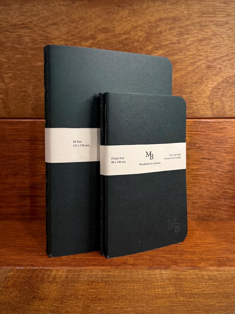 Set mit zwei handgefertigten Taschen-Notizbüchern / Journalbeilagen - Füllfederhalter-freundlich - Feldnotizengröße Bild 6