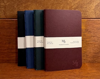 Set of Two Handmade Pocket Notebooks / Journal Insert - Fountain Pen Friendly - Field Notes Size