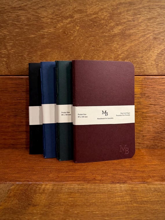 Set of Two Handmade Pocket Notebooks / Journal Insert - Fountain Pen Friendly - Field Notes Size