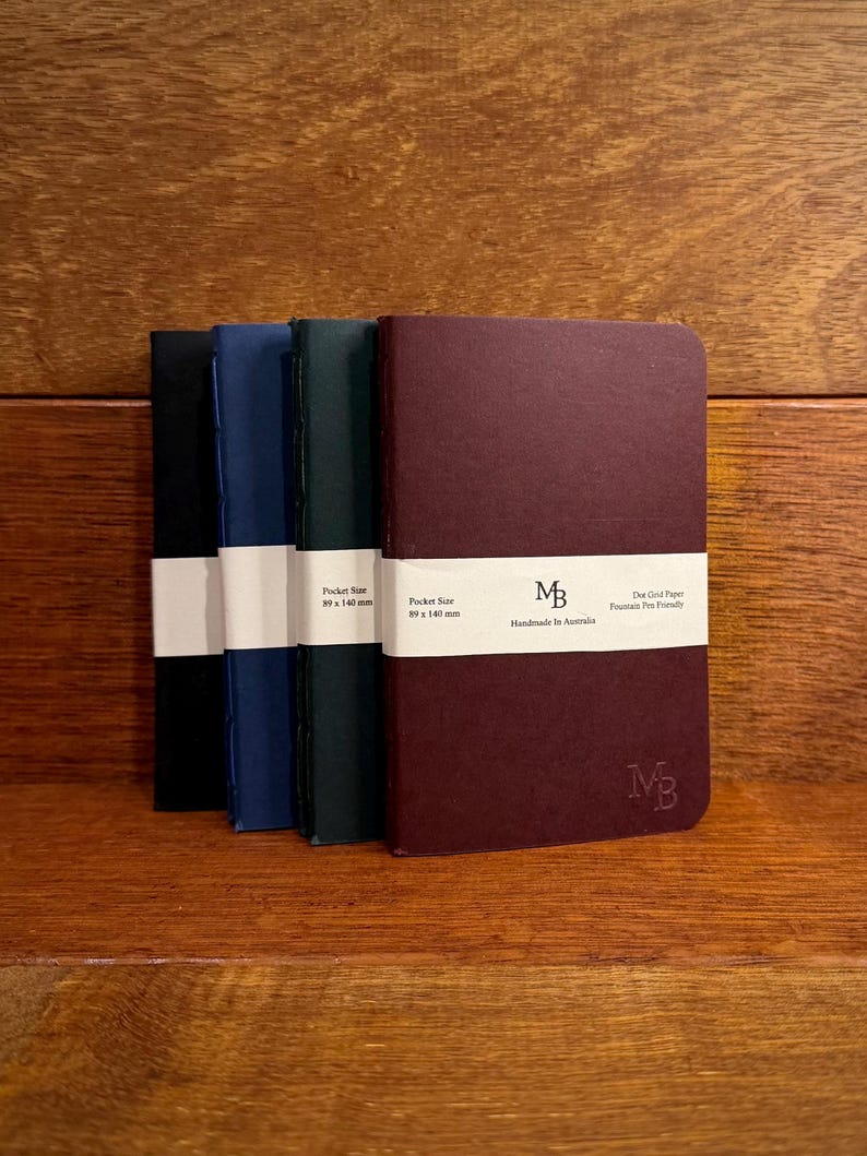 Set mit zwei handgefertigten Taschen-Notizbüchern / Journalbeilagen - Füllfederhalter-freundlich - Feldnotizengröße Bild 1