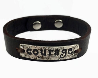 Courage Bracelet - Sterling Silver Inspirational Bracelet - Sterling Silver Cuff Bracelet - Courage Jewelry - Courage Bracelet Silver