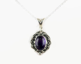 Amethyst Pendant Necklace - Purple Amethyst Pendant - Amethyst Sterling Silver Pendant - Sterling Silver Amethyst Jewelry - Amethyst Pendant