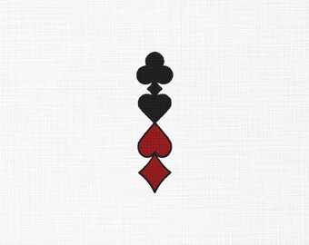 Playing Card Symbols Embroidery Design, 5 Sizes (Digital Download)