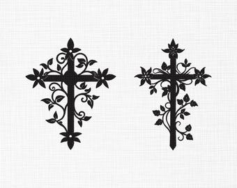 Floral Cross Embroidery Design, Christian Embroidery (Digital Download)