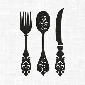 Fork and knife Embroidery Design, Kitchen Utensils Embroidery Design, Spoon Embroidery Design 5 Sizes Digital Download