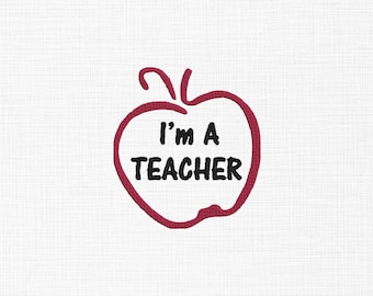Teacher Apple Embroidery Design, Back to School Gift (Digital Download)