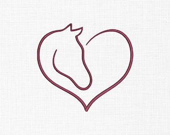 Horse Heart Embroidery Design, Machine Embroidery Pattern (5 Sizes)